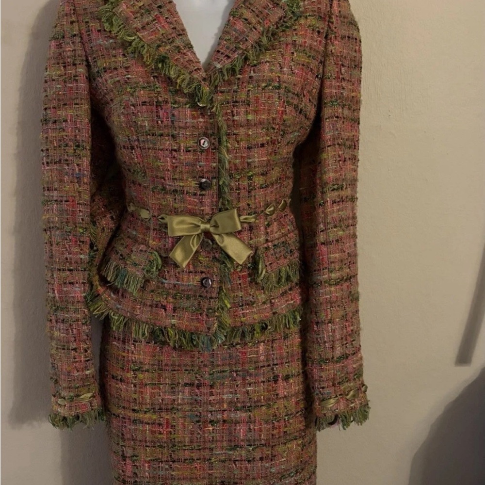 Women's Tweed Jacket with Green Accents